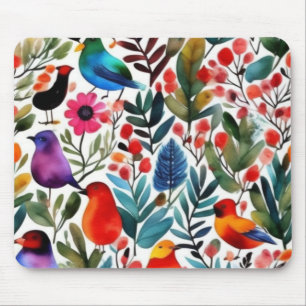 Mousepad Aves florais coloridas