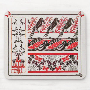 Mousepad Aves Vintage em Art Nouveau por Maurice Verneuil