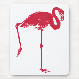 Mousepad Aves Vintage, Flamingo Rosa com Uma Perna Subida