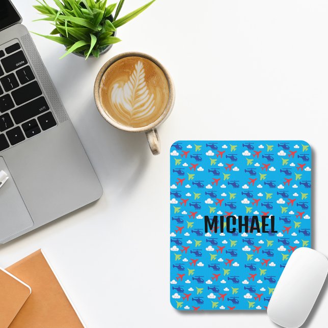 Mousepad Aviador e Nuvens Coloridos, Aviador, Personalizado (Criador carregado)