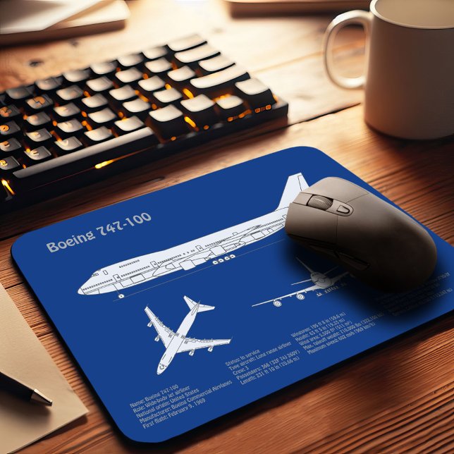Mousepad Avião 747 - Plano de desenho do avião ABD (Criador carregado)