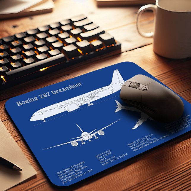 Mousepad Avião 787 - Plano de desenho do avião ABD (Criador carregado)
