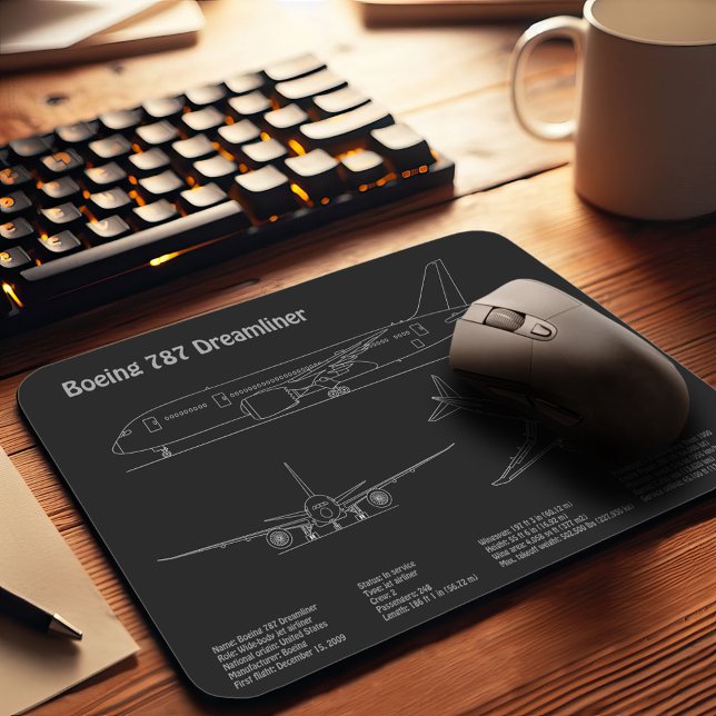 Mousepad Avião 787 - Planos de desenho de avião em avião PD (Criador carregado)