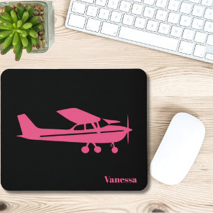 Mousepad Avião Cessna Rosa Escritório Personalizado Aviação