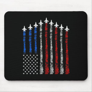 Mousepad Avião de Caça Jato Bandeira dos EUA 4 de Julho Pat