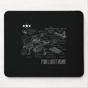 Mousepad Avião de Combatente de Luz P-38 da 2ª Guerra Mundi
