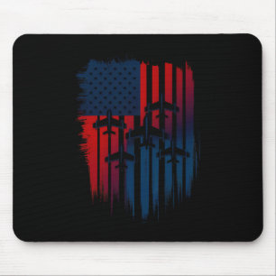 Mousepad Avião de Jato Bandeira Americana Patriótica 4º O