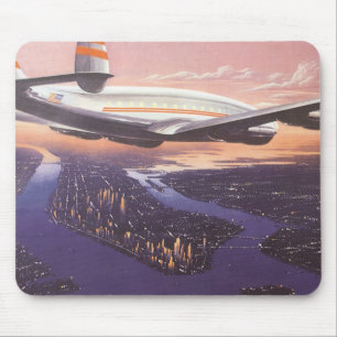 Mousepad Avião do vintage sobre o Rio Hudson, Nova Iorque