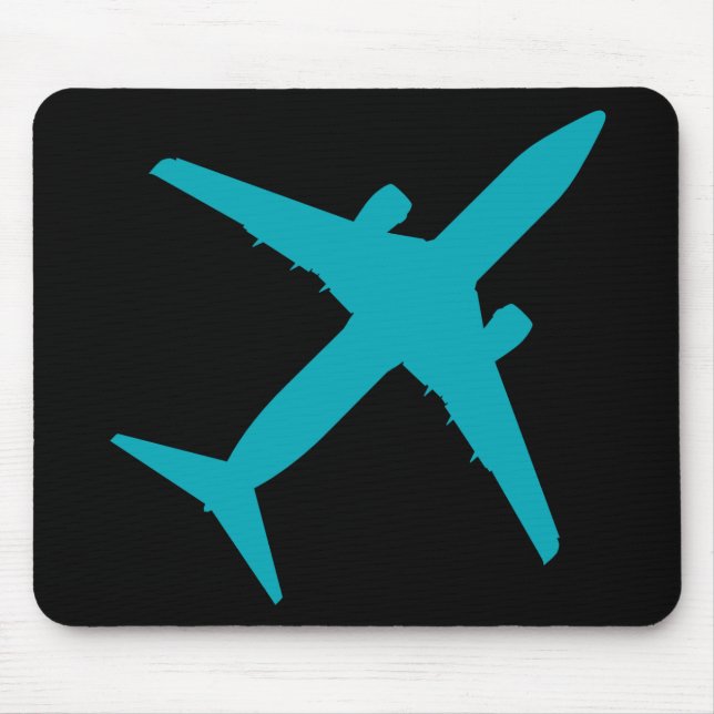 Mousepad Avião Gráfico em Azul Água (Frente)