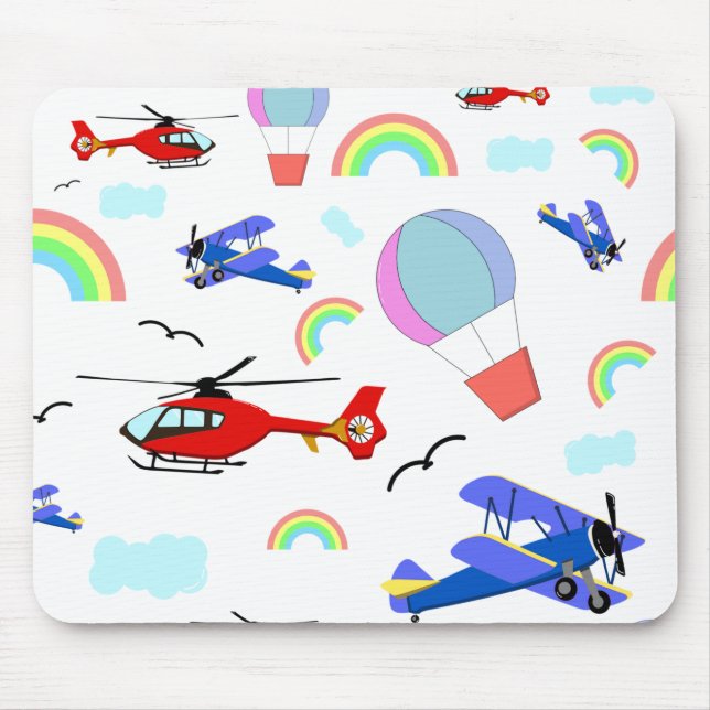 Mousepad Aviões, helicópteros e balões (Frente)
