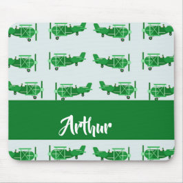 Mousepad Aviões voadores verdes em azul