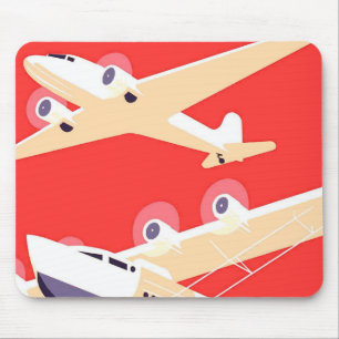 Mousepad Aviões Voando Aviões Propulsores Vintage