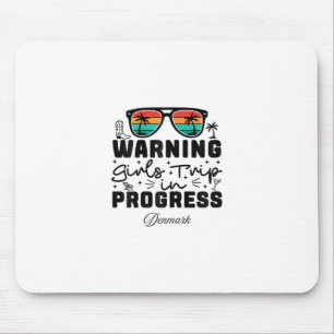 Mousepad Aviso Viagem de Raparigas em Curso Férias Dinamarc