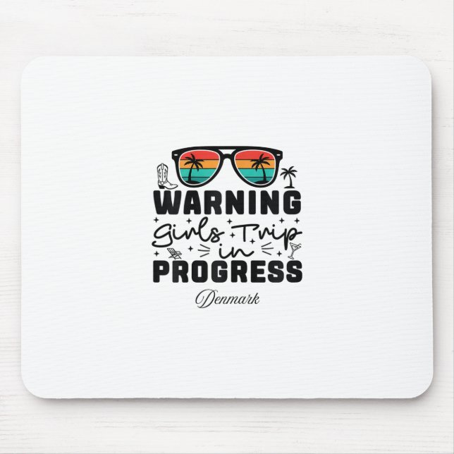 Mousepad Aviso Viagem de Raparigas em Curso Férias Dinamarc (Frente)