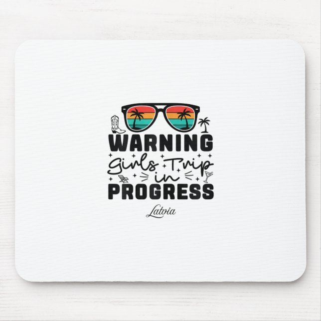 Mousepad Aviso Viagem de Raparigas em Curso Férias Letónia  (Frente)