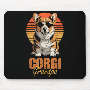 Mousepad Avô Corgi Retro Legal Engraçado Amante de Cães Vin