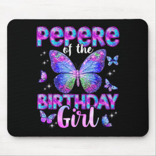 Mousepad Avô da família de borboletas da menina aniversaria