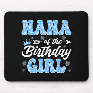 Mousepad Avó Da Menina Do Aniversário Flocos de Neve Invern