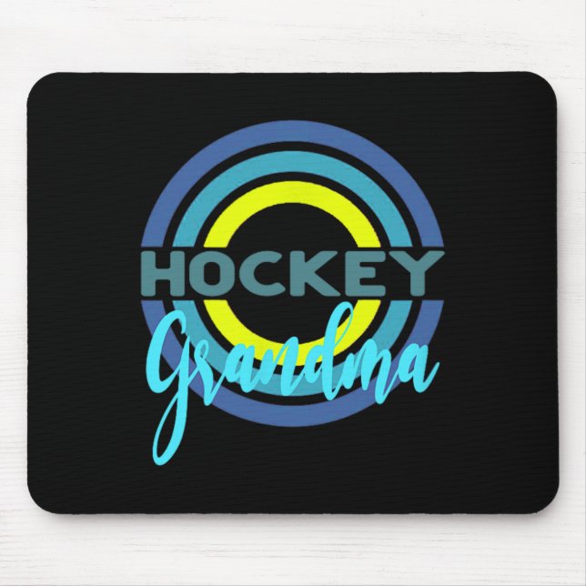 Mousepad Avó de hóquei com círculos de hóquei modernos  (Frente)