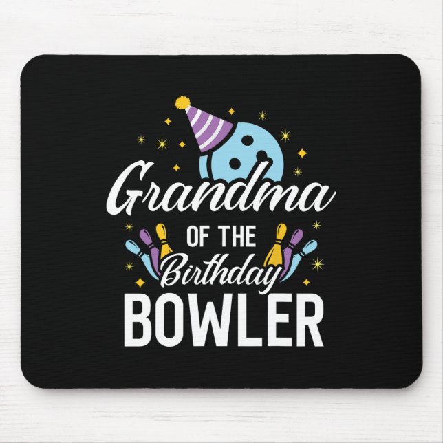 Mousepad Avó do Boliche de Aniversário da Bola de Boliche F (Frente)