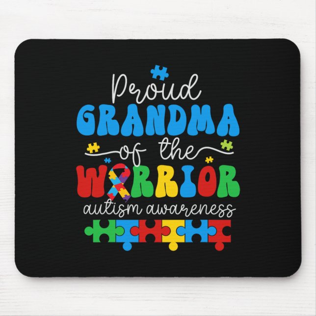 Mousepad Avó Orgulhosa De Um Guerreiro Quebra-Cabeça de Con (Frente)