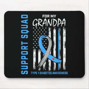 Mousepad Avô Tipo 1 Diabetes Shirt Usa Sinalizador Suporte