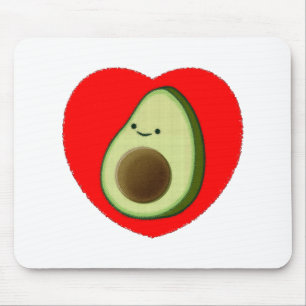 Mousepad Avocado Bonito No Coração Vermelho