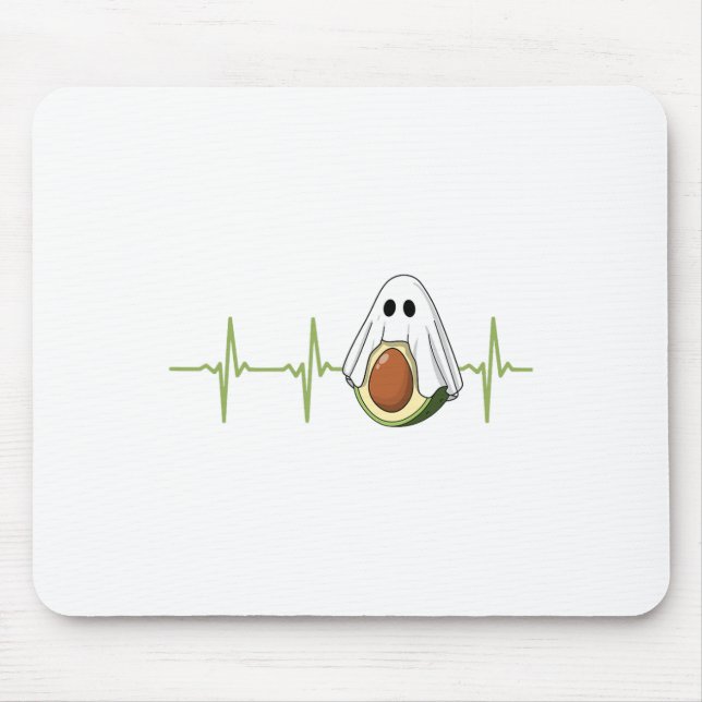 Mousepad Avocado Heartbeat Halloween Ghost Boocado Vegan Me (Frente)