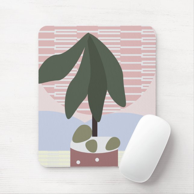Mousepad Avocado Tree Blush Geométrico Silenciado   (Com mouse)