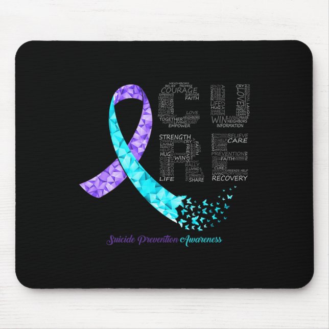 Mousepad Awarene para a prevenção suicida da fita azul-roxa (Frente)