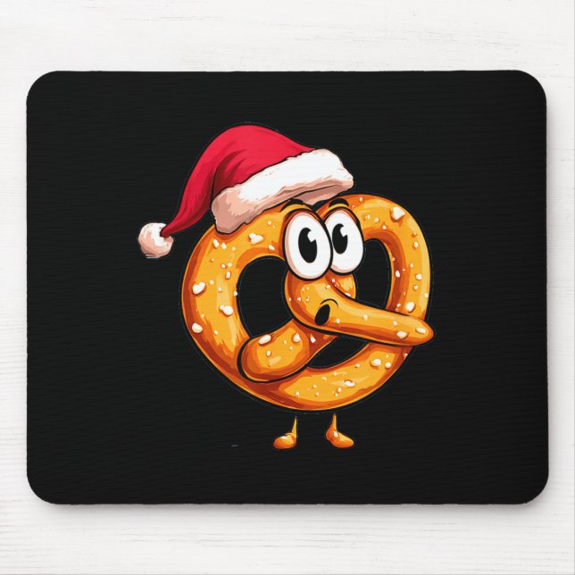 Mousepad Awesome Festive Pretzel With Santa Claus Hat Costu (Frente)
