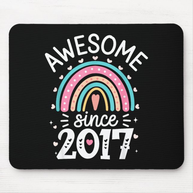 Mousepad Awesome Since 2017 8th Birthday Rainbow Born In 20 (Frente)