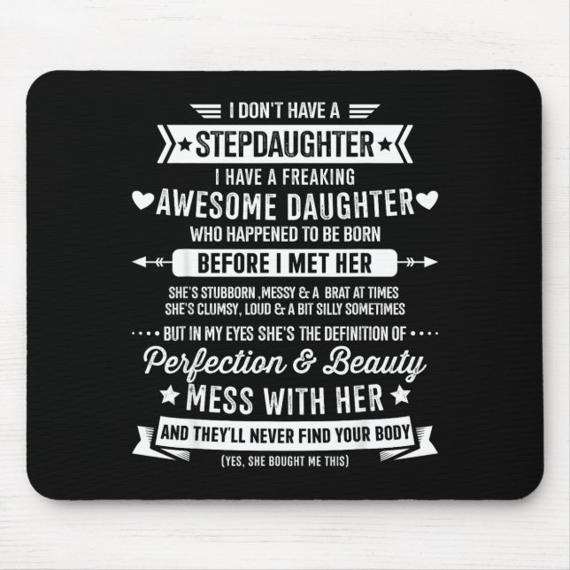 Mousepad Awesome Stepdaughter For Step Bonus Dad Fathers Da (Frente)
