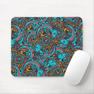Mousepad Axolote Azteca Xolotl Padrão Tribal mitologia boho