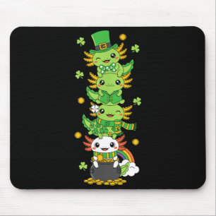 Mousepad Axolote Engraçado Trevo Dia de São Patrício Mulher