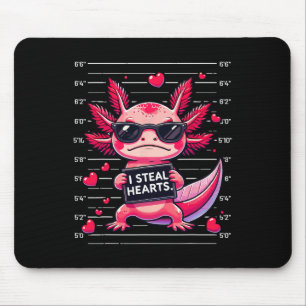 Mousepad Axolote Fofo Roubo Corações Foto Divertida Valenti