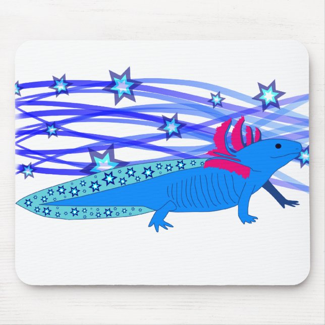 Mousepad Axolotl azul com estrelas (Frente)