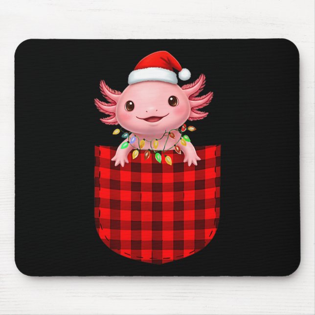 Mousepad Axolotl Buffalo Red Plaid Cket Christmas Funny Men (Frente)