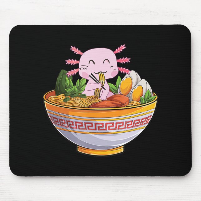 Mousepad Axolotl Comendo Ramen Noodles Kawaii Anime Gift Gi (Frente)