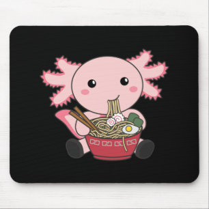 Mousepad Axolotl Comida Ramen Comida Japonês Kawaii Animais