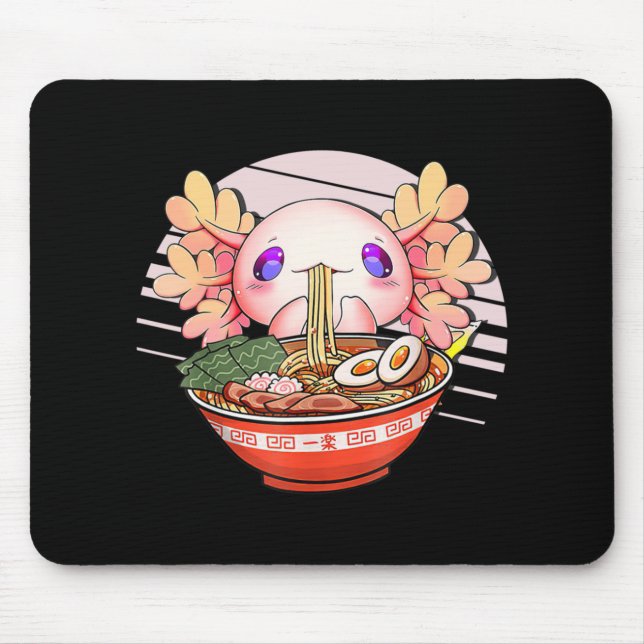 Mousepad Axolotl Ramen Noodles Japonês Kawaii Anime Otaku (Frente)
