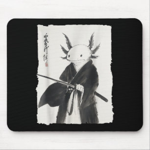Mousepad Axolotl Samurai Janpanese Vintage Warrior Art Anim