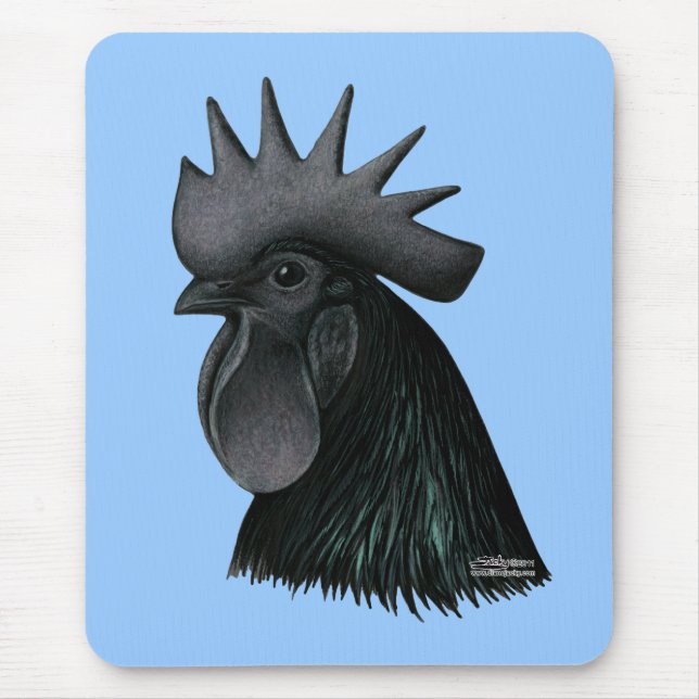 Mousepad Ayam Cemani Rooster Head (Frente)