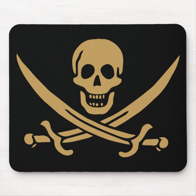 Mousepad Aztec Dourado Crânio e Cutlass Pirata Calico Jack (Frente)