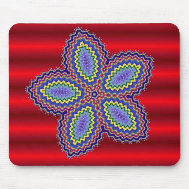 Mousepad Aztec Flor c/Fundo Vermelho Vibrante (Frente)