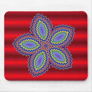 Mousepad Aztec Flor com Fundo Vermelho Vibrante