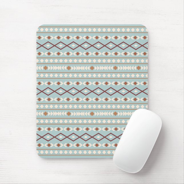 Mousepad Aztec Formas Padrão Rastreamento Creme Azul-Teal (Com mouse)