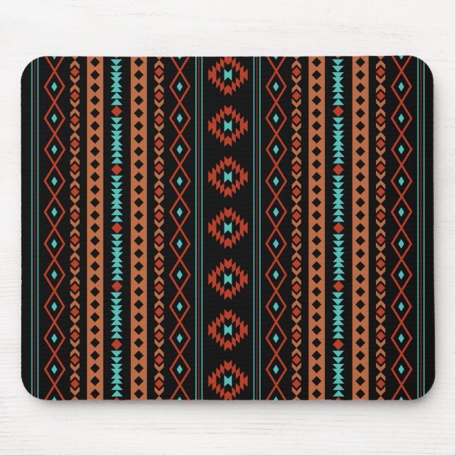 Mousepad Aztec Rusts Teal Black Mixed Motifs V Padrão (Frente)