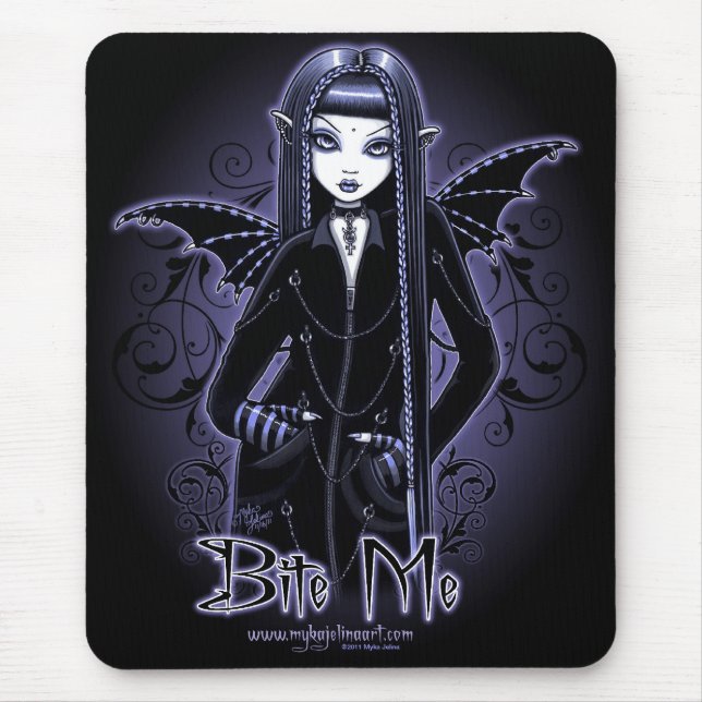 Mousepad Azuis góticos do "Mina" mordem-me vampiro Fae (Frente)