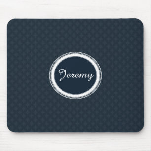 Mousepad Azuis marinhos clássicos profundos com monograma